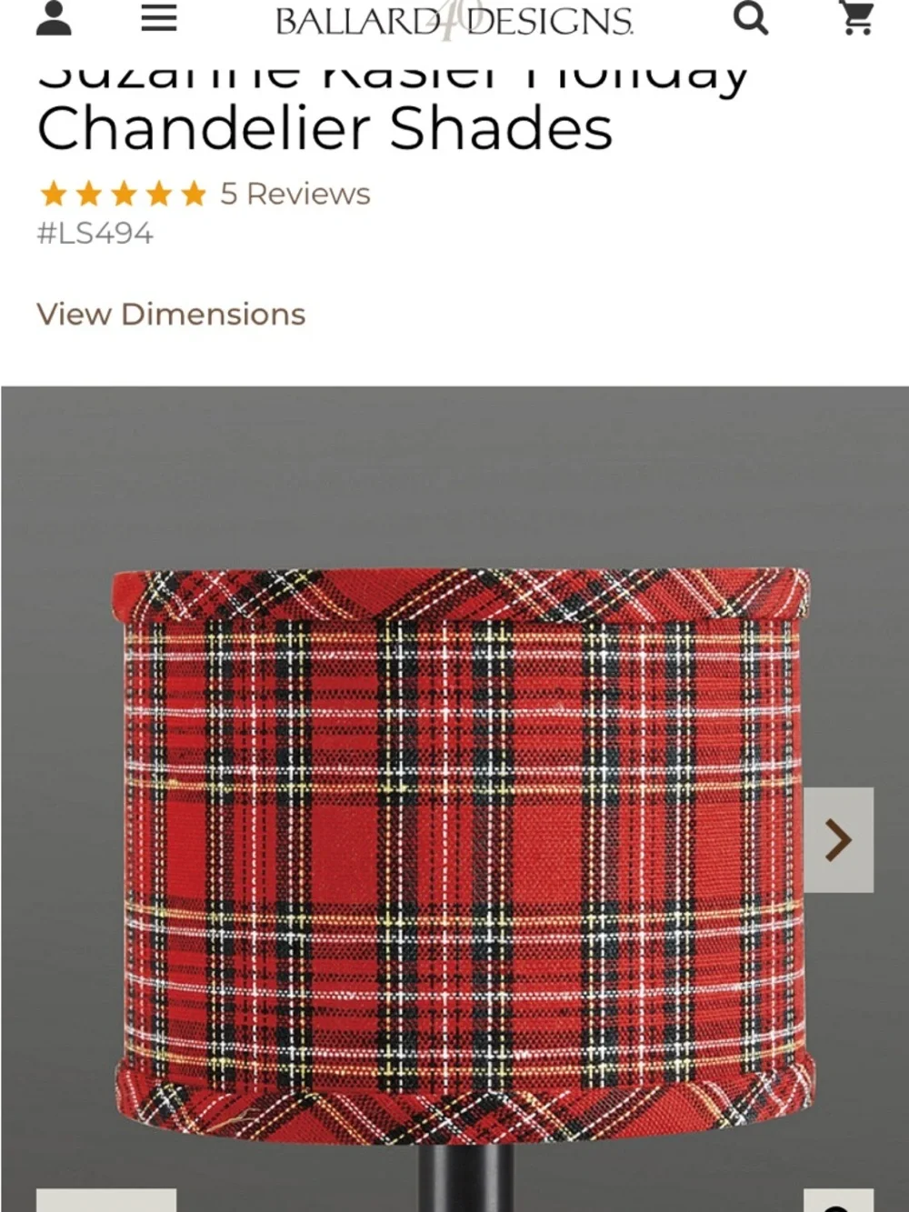 Plaid Red Fabric Chandelier Shade Set - Home Accents 5 set